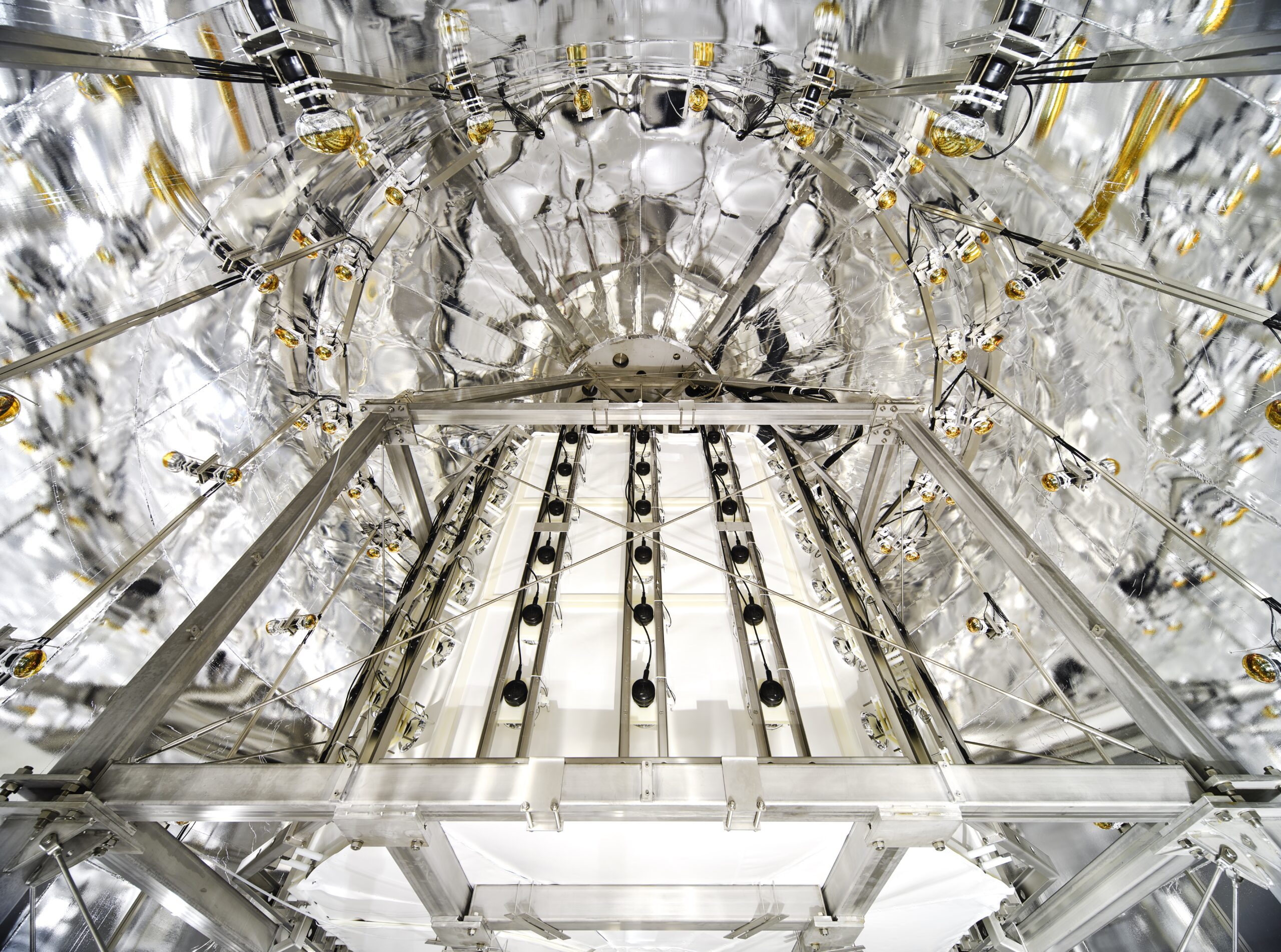 View inside the XENONnT detector (photo/©: E. Sacchetti/XENON Collaboration)